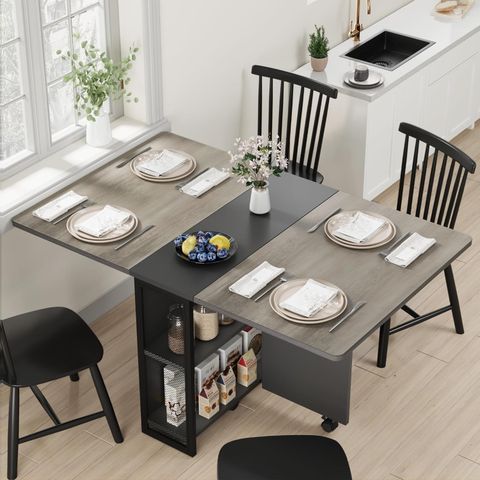 Amazon.com - Space Saving Folding Dining Table With 2 Tier Storage ... regarding Creative compact dining table designs that work perfect for studios